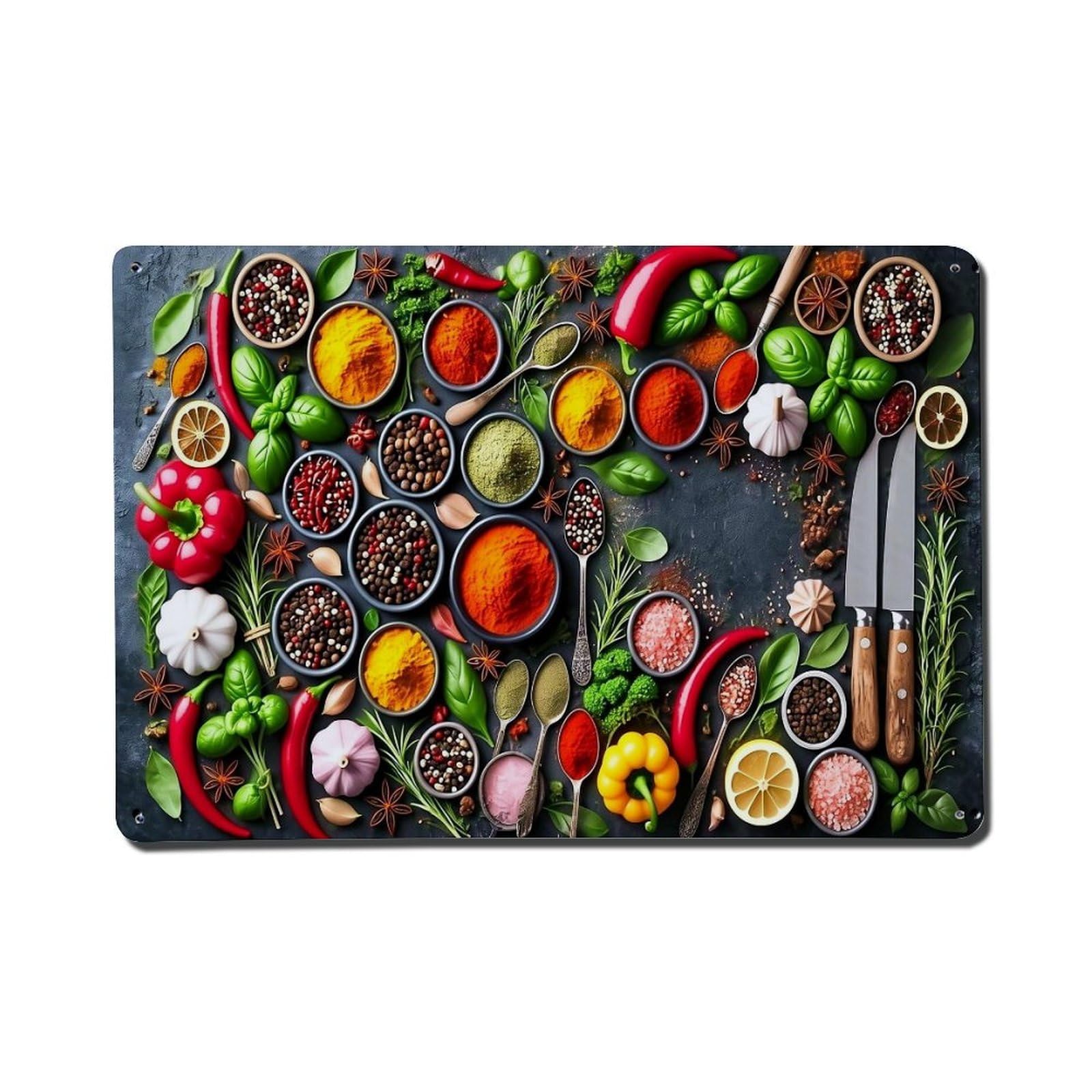 Spice Arrangement Colorful Herbs Fresh Tin Sign Metal Poster Vintage Metal Signs for Home Man Cave Bar Cafe Kitchen laundry room Wall Decorations Gift 8x12Inch
