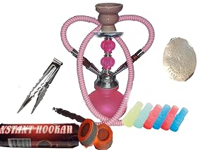 2 Hose Hookah Cute Shape Comes with 5 Mouth Tips 25 foil Paper Pink Modern 1