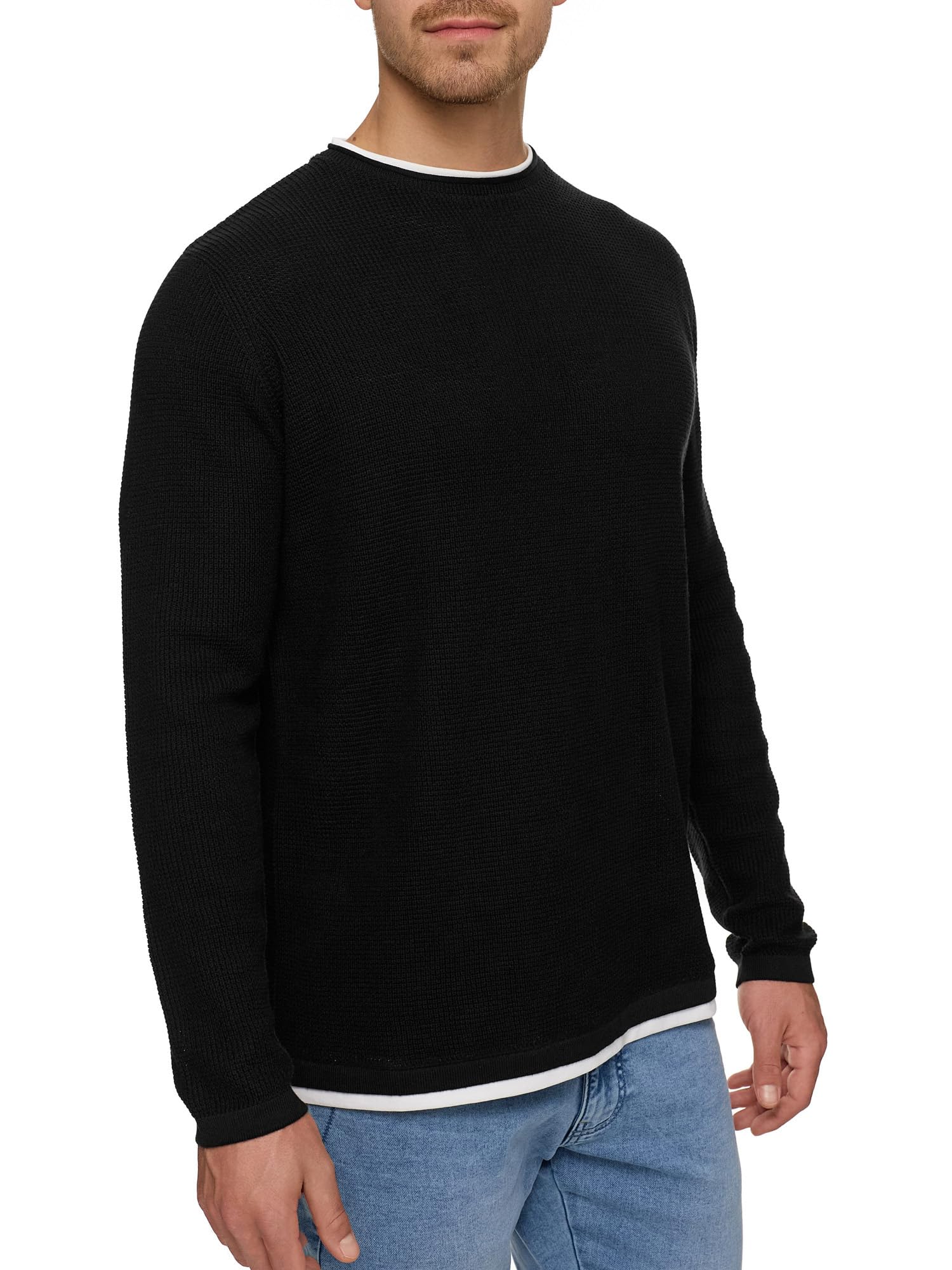 Indicode Herren INVillads Strickpullover Cardigan mit Rundhals-Ausschnitt