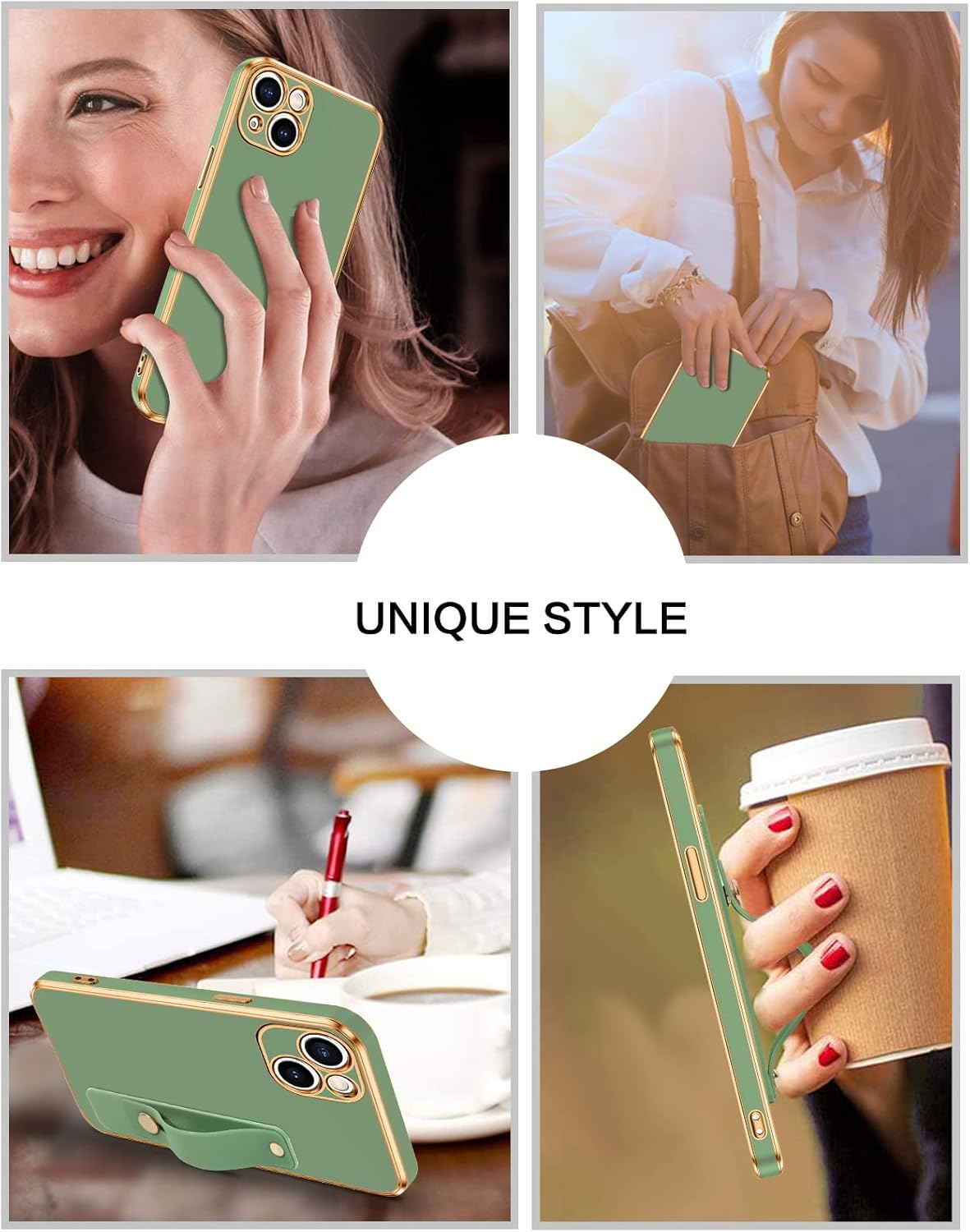 VENINGO iPhone 14 Plus Case, iPhone 14 Plus Phone Case, Slim Fit Soft TPU with Adjustable Wristband Kickstand Scratch Resistant Shockproof Protective Cover for Apple iPhone 14 Plus 6.7", Matcha Green - Image 7