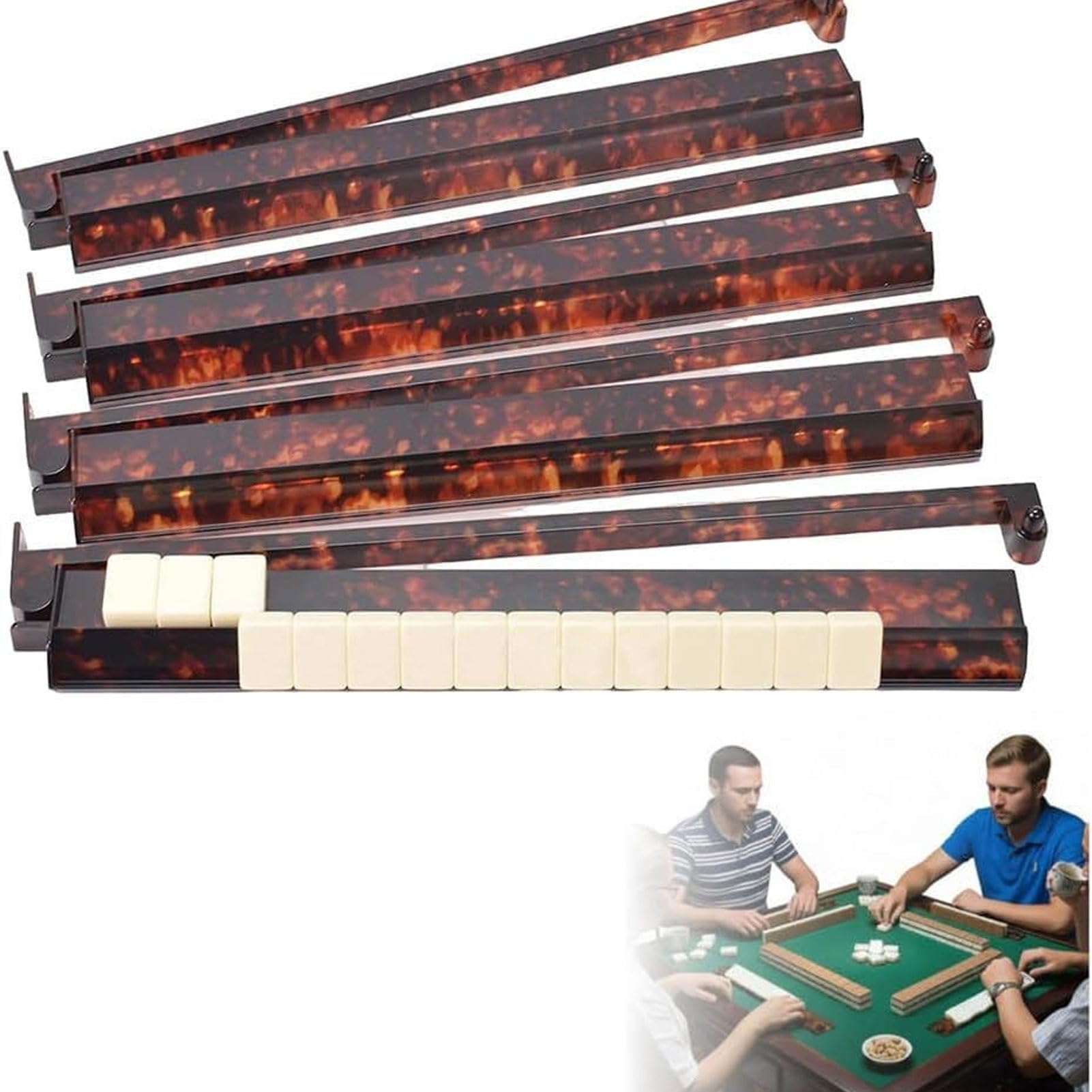 Mahjong Racks with Pushers, Stylizowany Wzór Szylkretowy (4 szt)