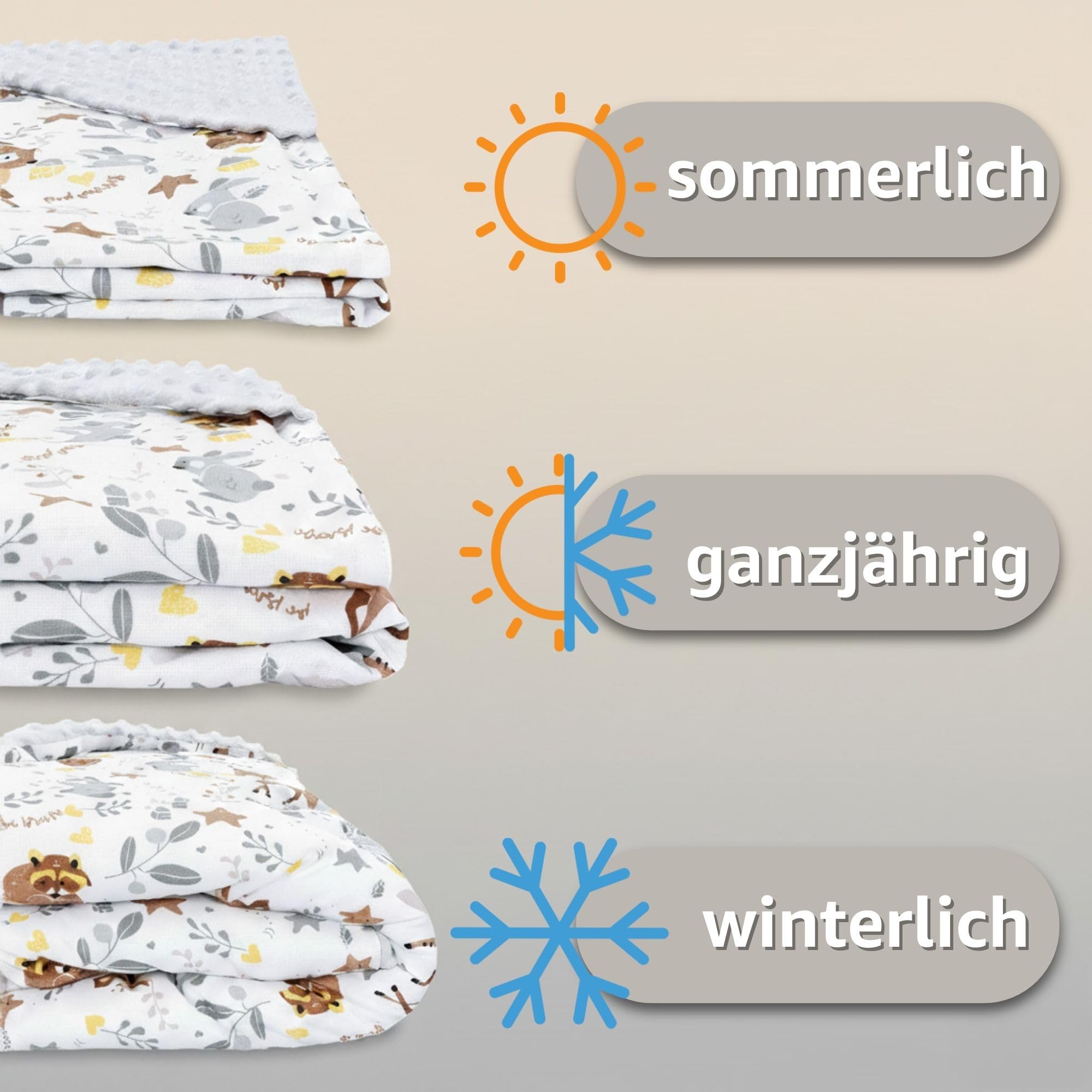 Sacco ovetto coperta invernale 90x90 cm - universale lavabile copertina per passeggino bebe per seggiolino auto bambino o swaddle neonato 0-6 mesi Oeko-Tex Gufo Grigio Chiaro