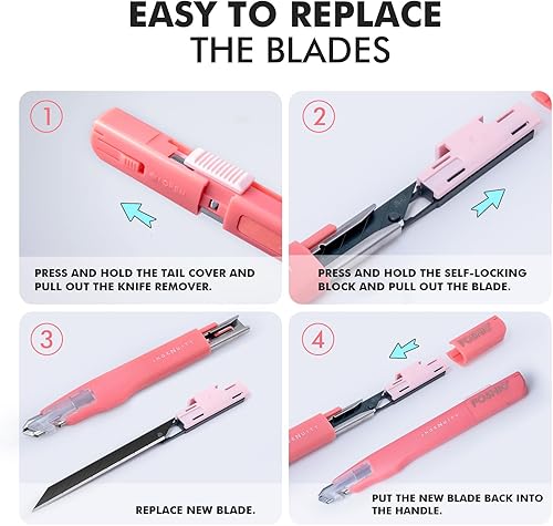 Miniatura 4 de FOSHIO Cuchillo de manualidades para arte, manualidades, fabricación de modelos, cuchillo utilitario retráctil con bloqueo automático con 10