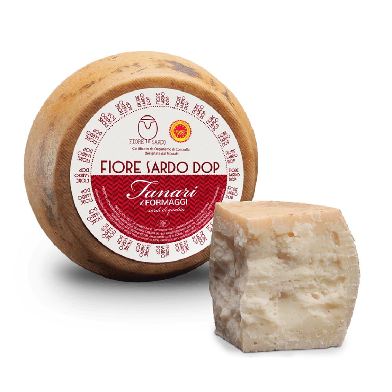 3,5 kg - Fiore Sardo D.O.P. - Formaggio Pecorino Stagionato - Forma Intera - Fanari Formaggi - Nuova Sarda Industria Casearia S.R.L.