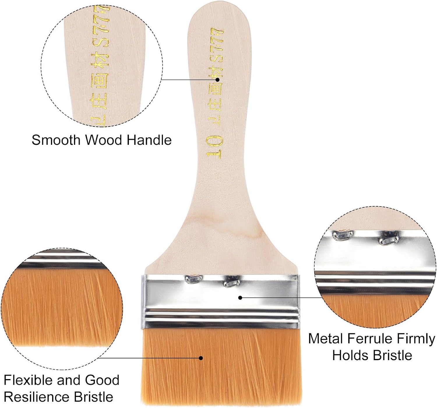 uxcell 36Pcs 6.5" Paint Brush 2.4" Width Soft Nylon Bristle with Wood Handle for Wall, Cabinets, Fences
