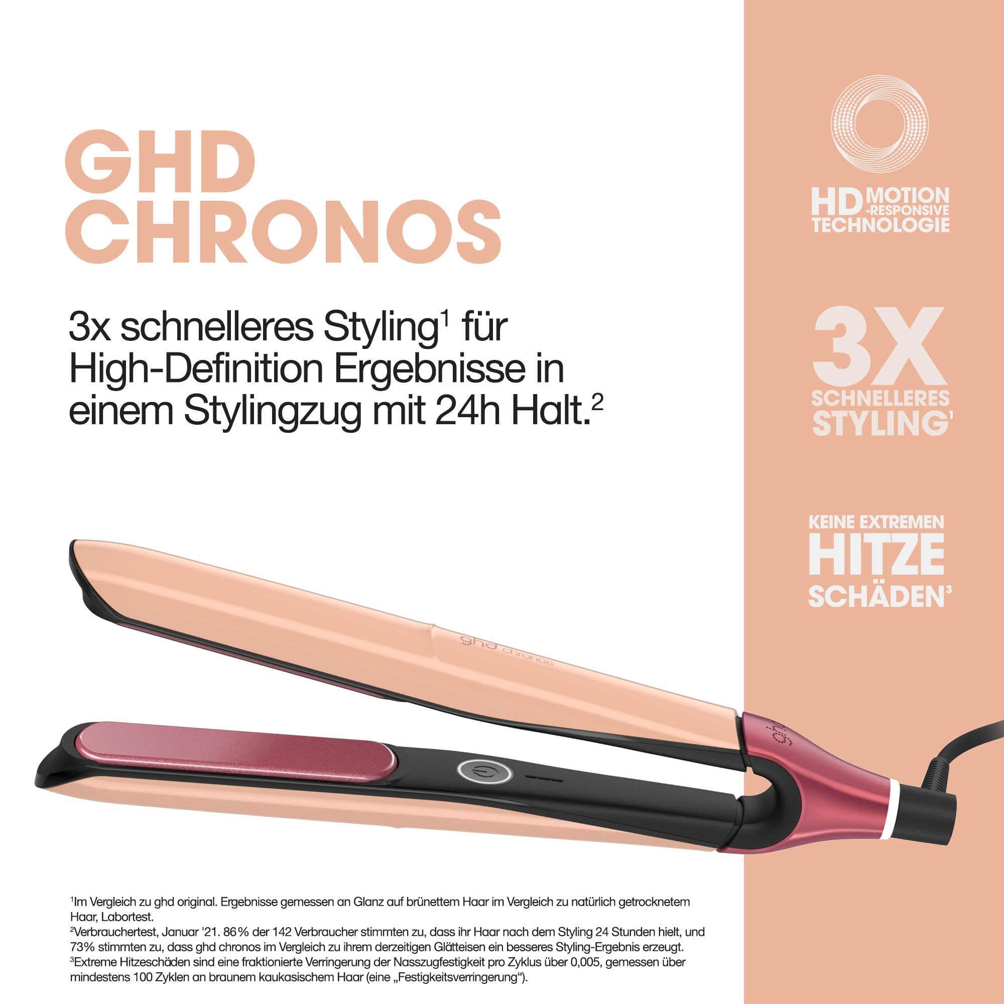 ghd chronos Glätteisen 26 mm Platten smarter Haarglätter Multistyler Anti Frizz Finish