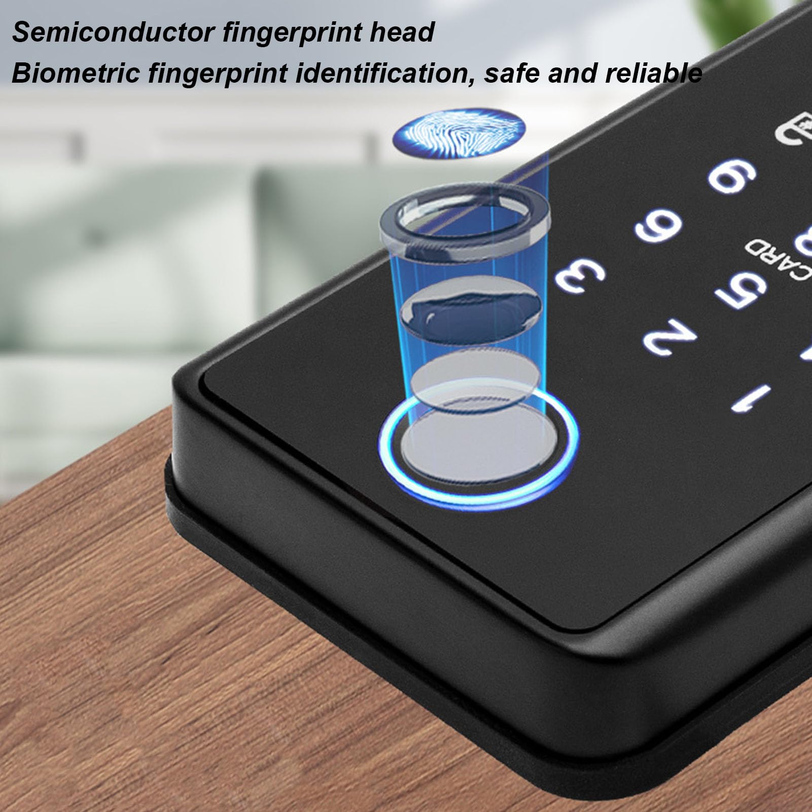 Luocute Serratura Intelligente per Porta con Impronta Digitale, Sensore a Semiconduttore in Lega di Alluminio Blocco Automatico Catenaccio di Sicurezza con Password Virtuale Carta IC