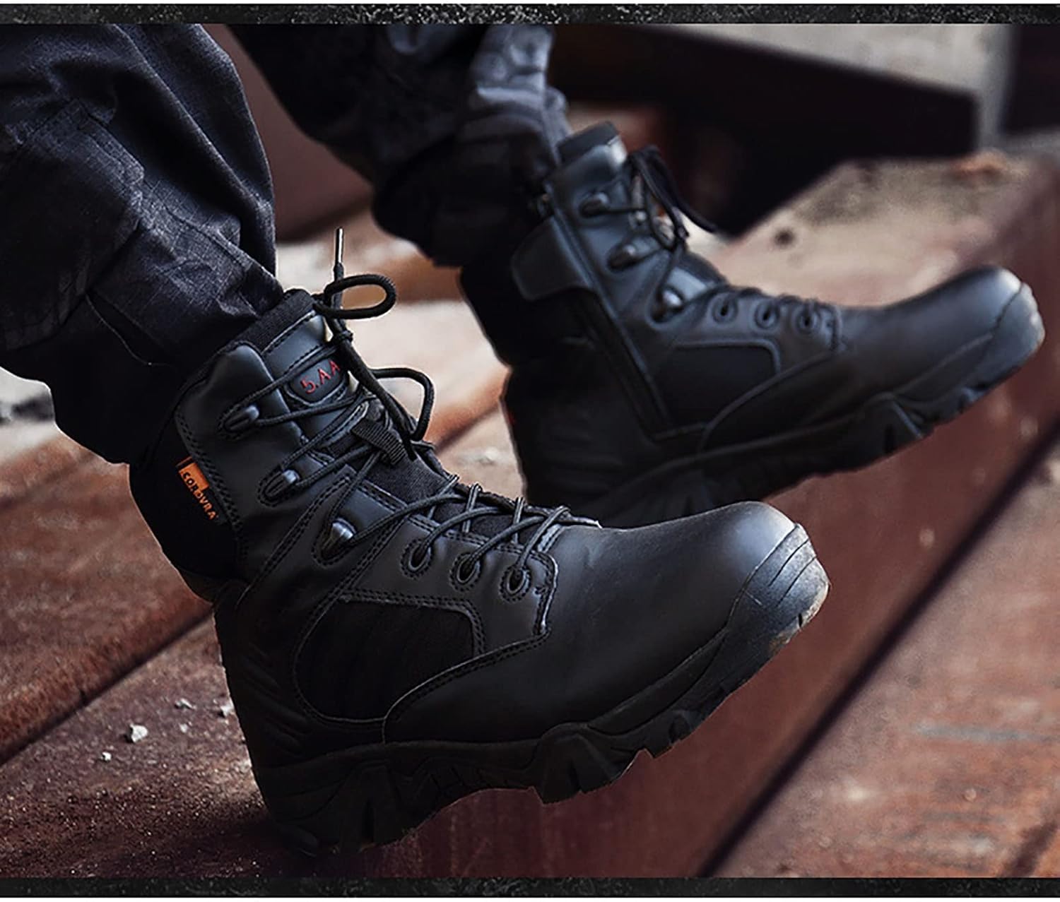CLSQLXYJZC Outdoor Desert High Top Tactical Boots, Waterproof Non-slip rubber sole Outdoor Mountaineering Boots, Durable Lace-up Sports Breathable Trekking Boots