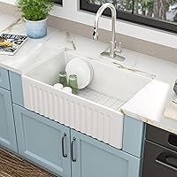 Vista 50 de 36 Farm Sink White - Fulorni 36"x20" Farmhouse Kitchen Sink Flat Apron Front White Ceramic Porcelain Fireclay Deep Single Bowl Farmer Kitchen Sink