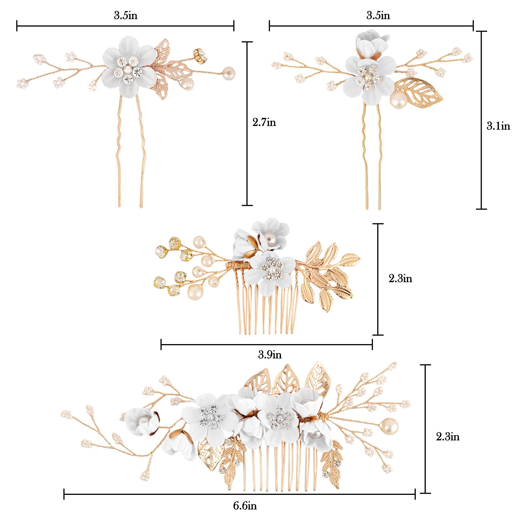 Ainelure Hair Accessories for Women, 8pcs Hair Pins Bride Flower Hair Pearls, Bridal Wedding Hair Accessories for Women Girls Gifts - Image 3
