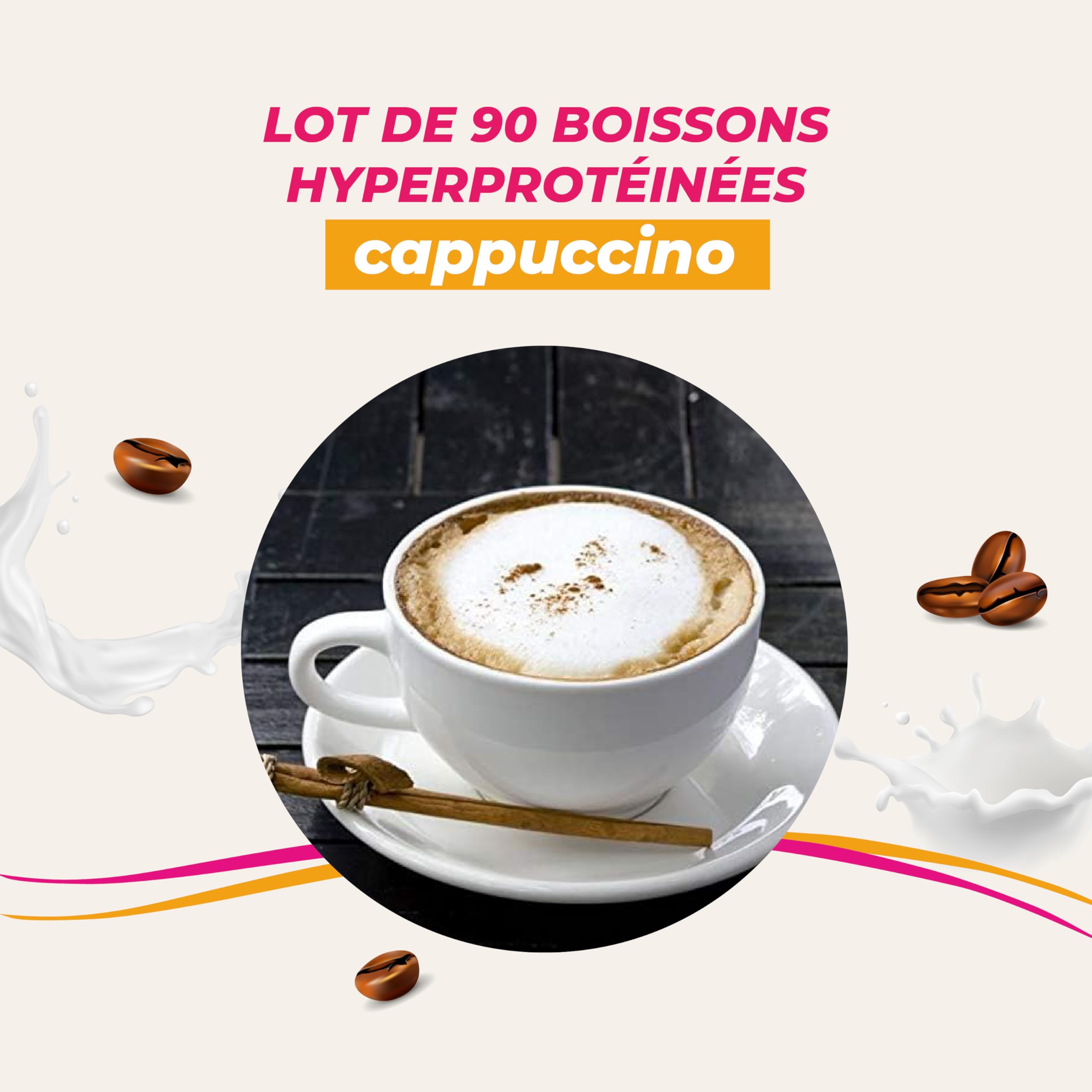 Bevanda proteica al gusto cappuccino - Confezione economica da 90 bustine per ricostituire - Bevanda dimagrante per dimagrire