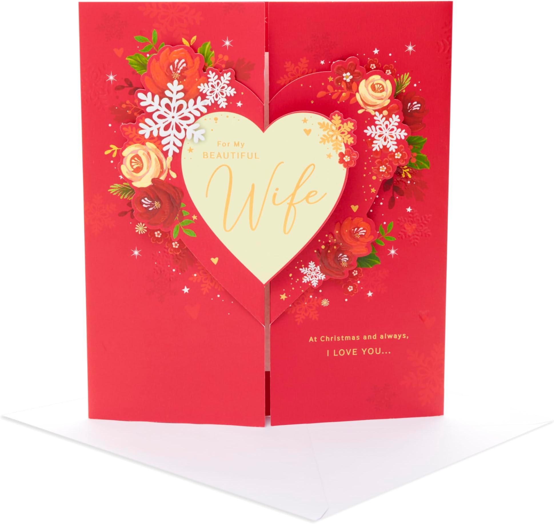 UK Greetings Christmas Card for Wife - Beautiful Heart Design : Amazon ...