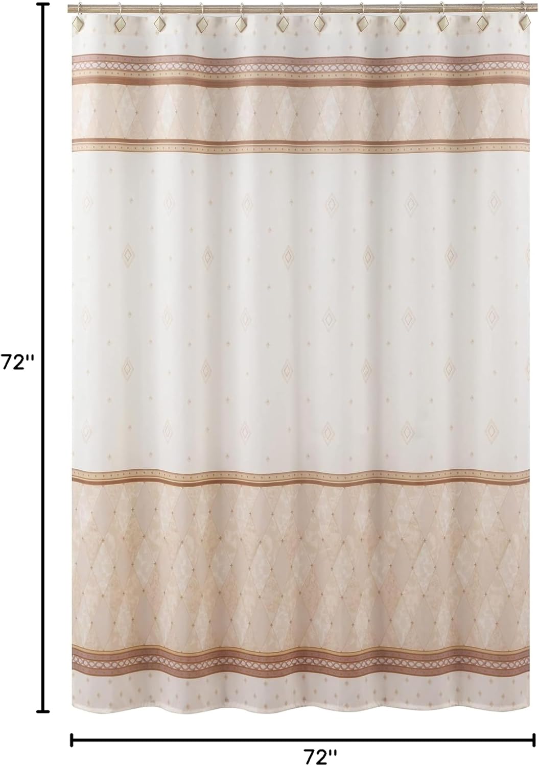 Corinthia Classic Beige Polyester Fabric Cream Printed Elegant Farmhouse Shower Curtains,Contemporary Ivory Decorative Waterproof Modern Cloth Tan Bathroom Curtains,72" W x 72" L