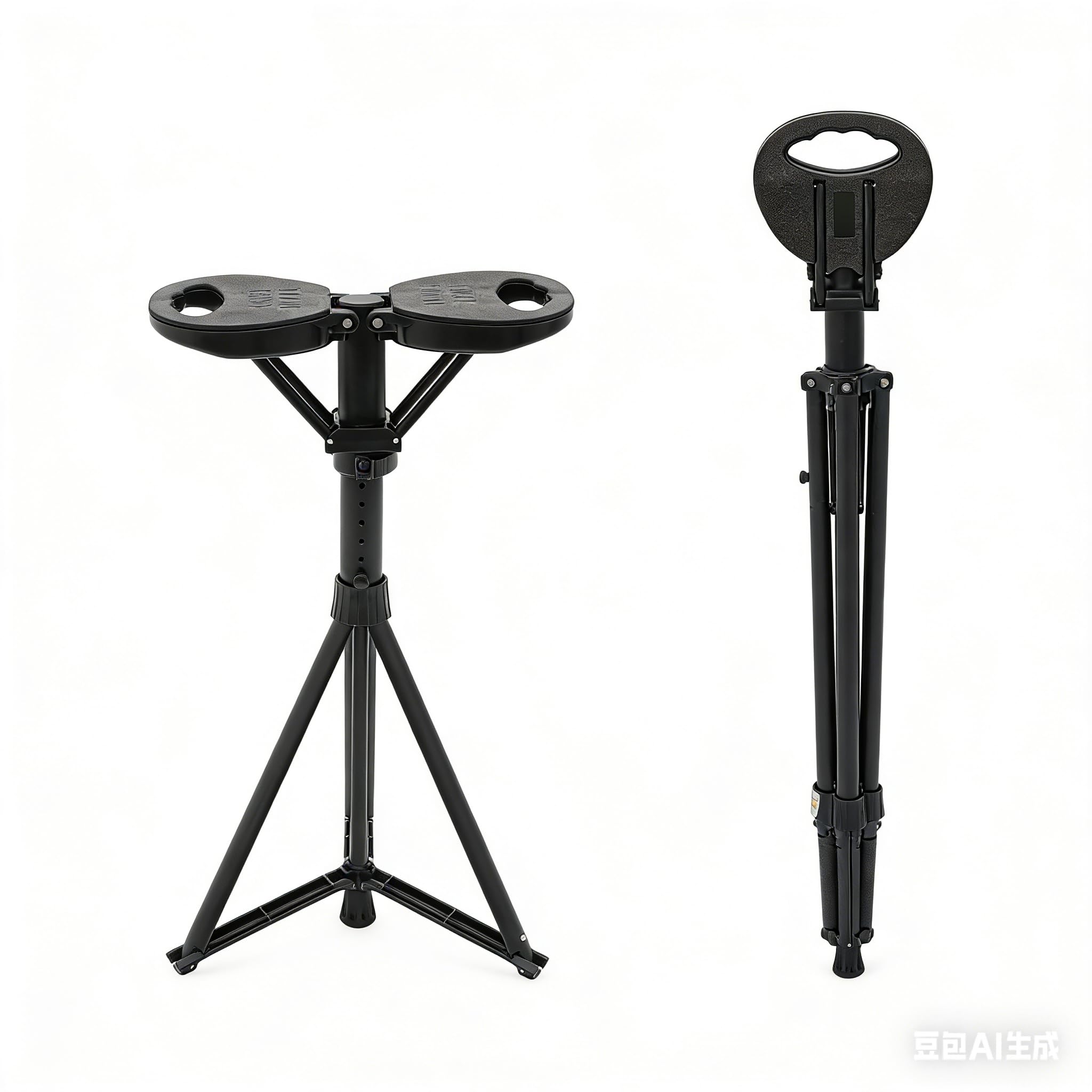 Bastón portátil con asiento, altura regulable, bastón con cojín, aluminio resistente, hasta 150 kg, para senderismo, colas, paseos por la ciudad