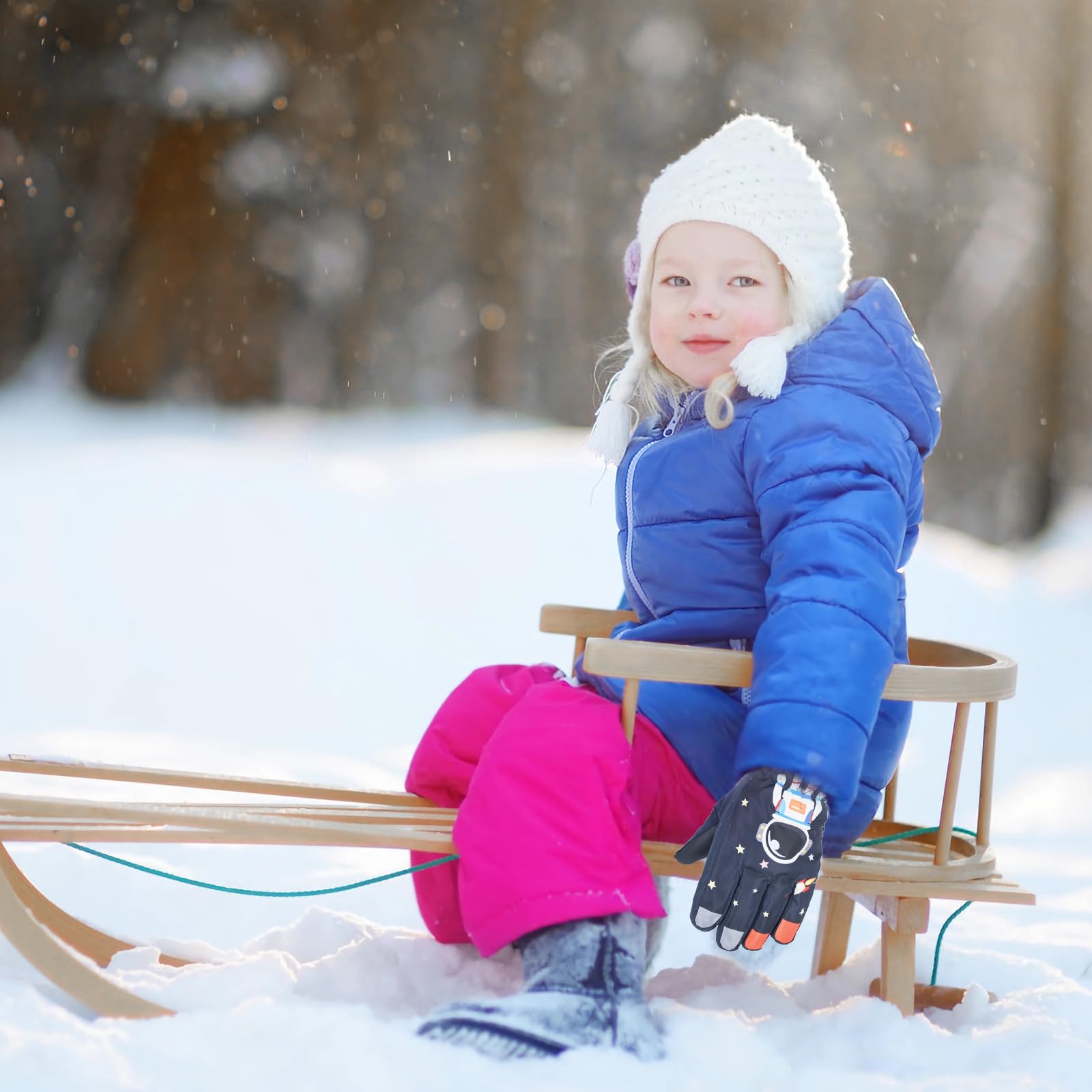 Dziecięce rękawice narciarskie, rękawice narciarskie dla nastolatków zimowe rękawice śnieżne ciepłe rękawiczki snowboardowe rękawice dziecięce 8-14 lat