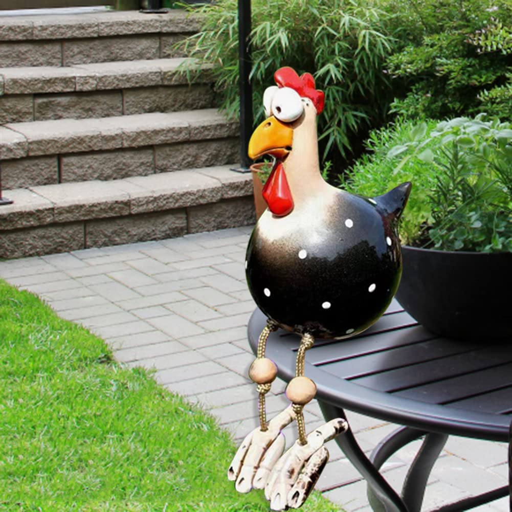 OKESYO Ceramic Chicken Garden Decoration Resin Garden Stake Animal Figure Chicken Garden Stake Handmade Ceramic Figure Garden Decoration Patio Weatherproof Chicken Garden Stake Figure - Image 3