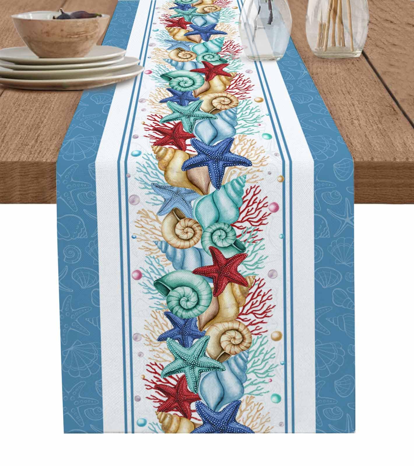 Amazon.com: Lsrtoss Blue Coastal Table Runner 36 Inches Long Farmhouse ...