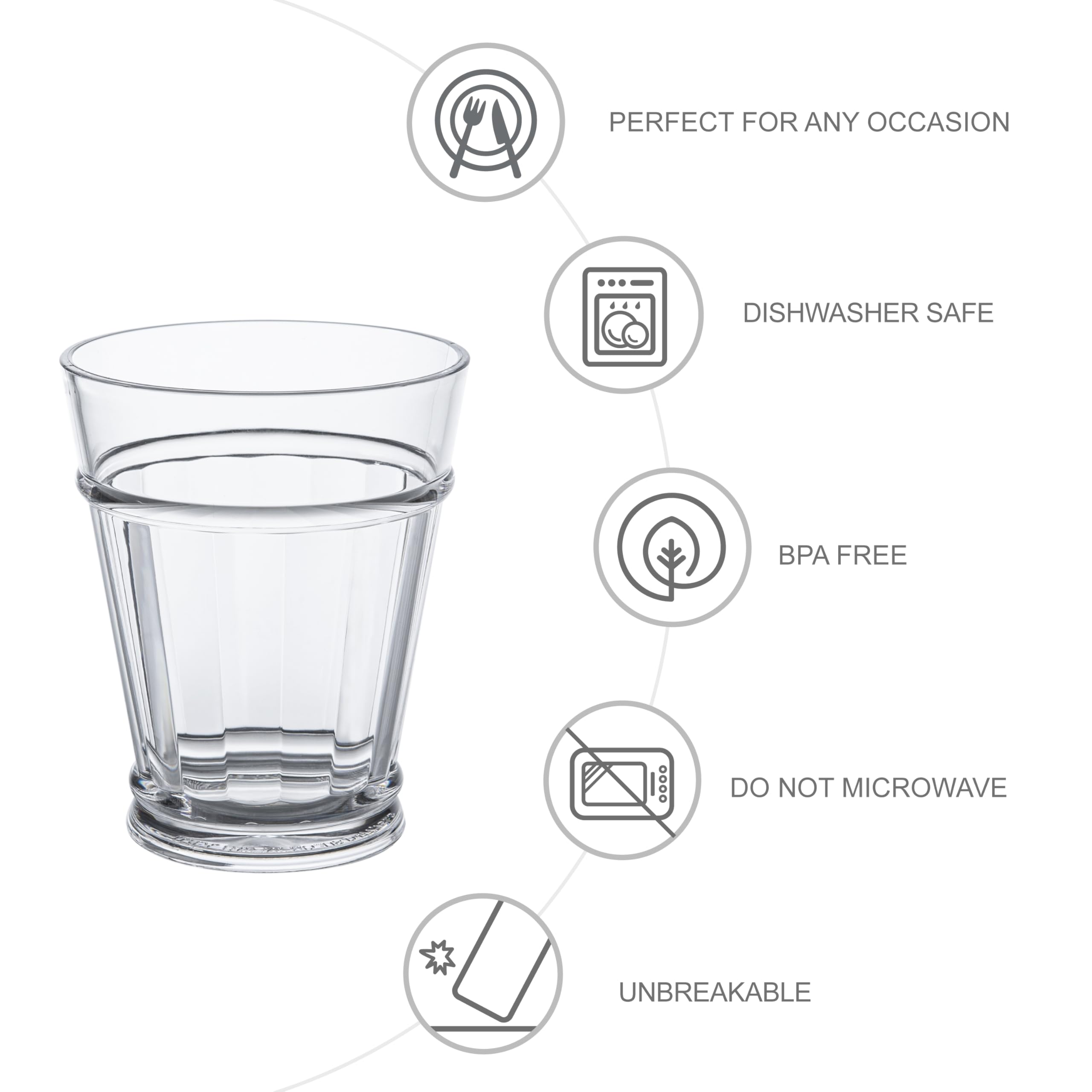 bzyoo Liberty Kurzbecher-Set, 370 ml, 4-teilig, BPA-frei, bruchsicherer, lebensmittelechter Kunststoff, langlebige Cocktailgläser für Whiskey, Scotch und kalte Getränke