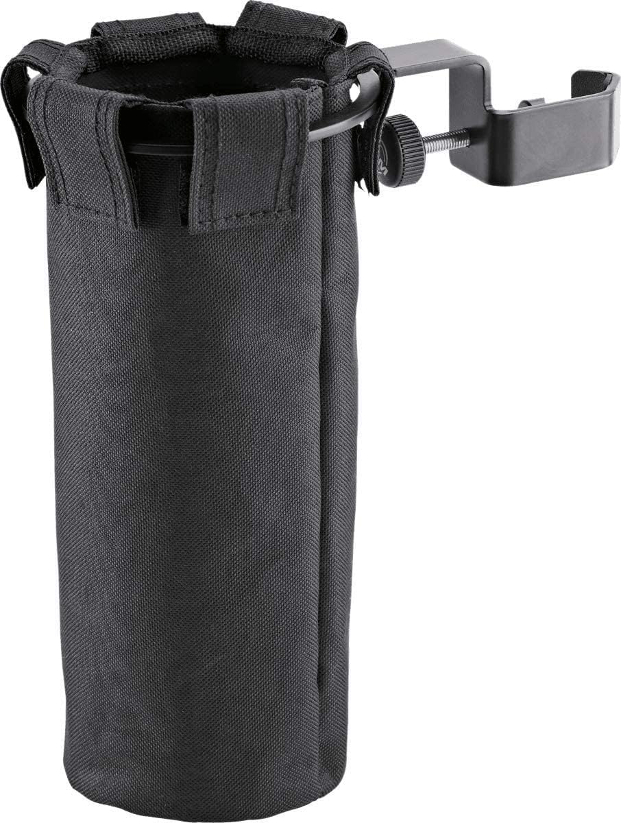 K&M 16450 Drum Stick-Halter - Schwarz Stahl, Nylon - stabiler Köcher zum Festklemmen - für mehrere Trommelstöcke