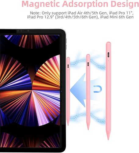 Vista 9 de Lápiz óptico para iPad de 9ª 10ª y 11ª generación con rechazo de palma, lápiz de carga rápida para iPad A16/10/9/8/7/6, para Air 5/4/3/M3, para Pro