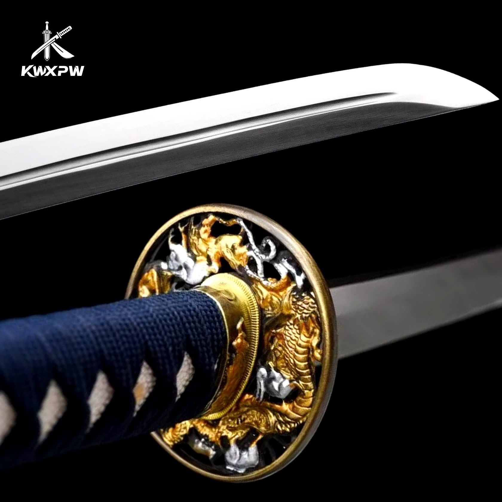 103cm Japanisches Katana-Schwert,Federstahl Samurai-Schwert,Holz Saya mit Gravur,handgefertigt traditionelles Samuraischwert für Display,Cosplay,Requisiten,Geschenke,Training