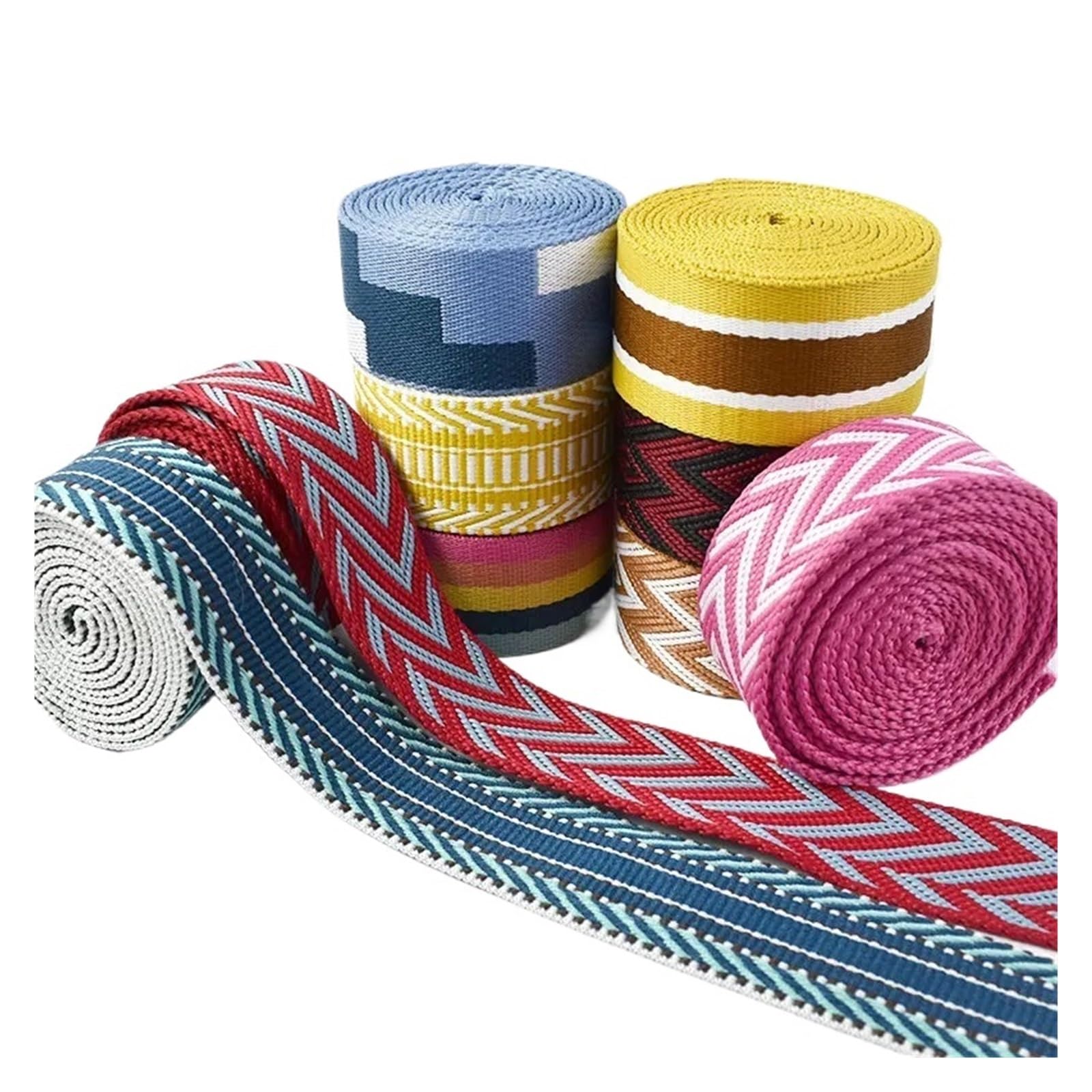 VIXDA 38mm (1.5") Orange Jacquard Ruban Tissu Ceinture Toile Sangle Jacquard Ruban Ethnique Motif Sangle Sac Sangle Sac Artisanat Textile À Coudre