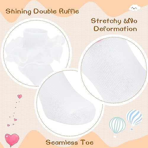 Miniatura 3 de Zando Calcetines grandes con volantes para niñas, calcetines de vestir con doble encaje, bonitos calcetines de encaje para niños pequeños y niños,
