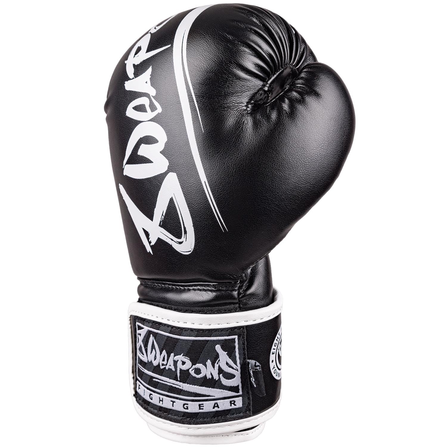 8 WEAPONS Boxhandschuhe Kinder, Unlimited 2.0, Schwarz-weiß, Kinder Boxhandschuhe, Kunstleder, Perfekte Dämpfung für optimalen Schutz, Handschuhe für Muay Thai, K1, Boxen, MMA & Kickboxen