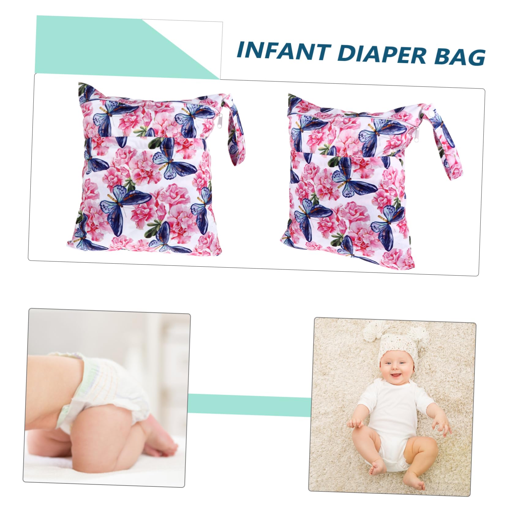 ibasenice 3pezzi Borsa Pannolino Con Doppi Zip e Due Tasche Capacità Per Organizzatore Multifunzionale Per Viaggi e Uso Quotidiano Stampa Cartoni Animati Colorati