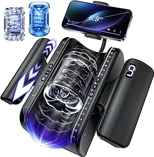 Male Masturbator Sex Toys for Men - EINSEO Pocket Pussy Adult Toys with 7.8in Adjustable Thrusting Length & 9 Speeds, LCD Male Sex Toy Hands Free Masturbators with 2 Sleeves & Phone Stand Male Stroker