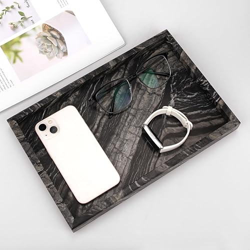 Miniatura 11 de Bandeja de tocador de baño de mármol, bandeja de tocador de lujo natural para el hogar, cocina, baño, bandeja decorativa de piedra para encimera