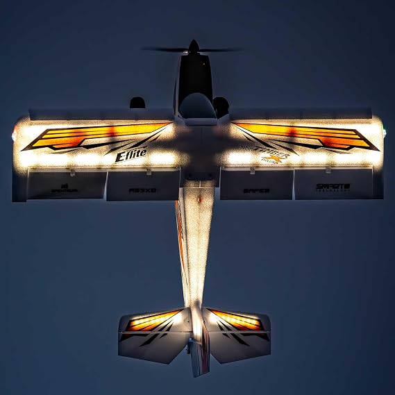 E-Flite Night Timber X Evolutions 1.2 m Bind N Fly Basic Remote Controlled Aeroplane with Night Flight LED Lighting AS3X+ and Safe Select