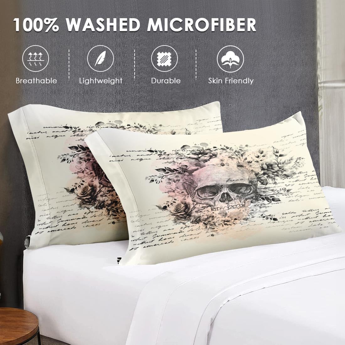 Queen Size Comforter Set with 2 Pillowcases, Rock Goth 3 Pcs Bedding for Adults, Retro Gothic Soft Comforter Set for Bedroom Bed Decor - Image 7