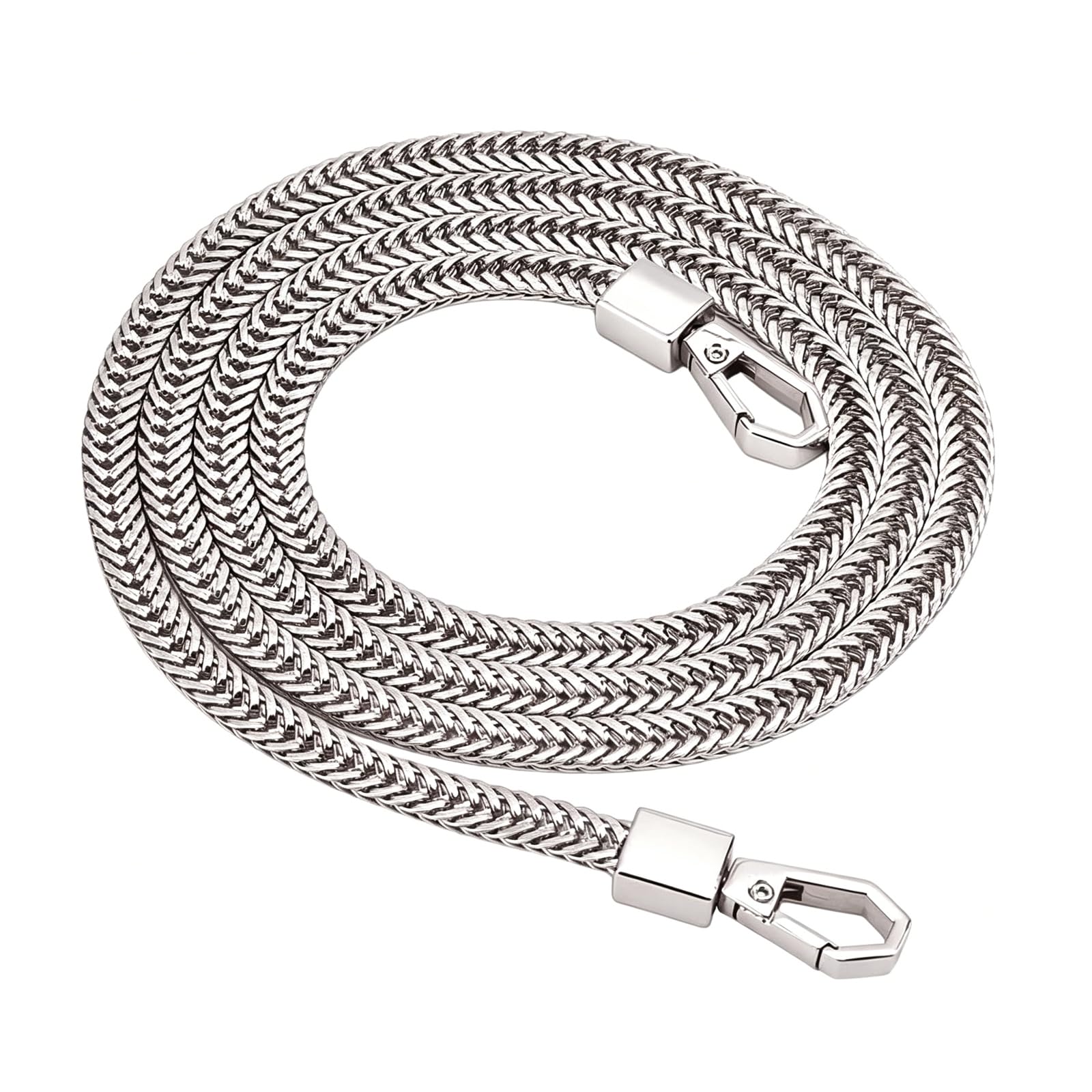 Qiwenr Metal Replacement Purse Chain Strap, 110cm Silver Shoulder Strap Replacement Chain, Bag Chains for DIY Handbag, Clutch, Crossbody Purse, Leather Bag