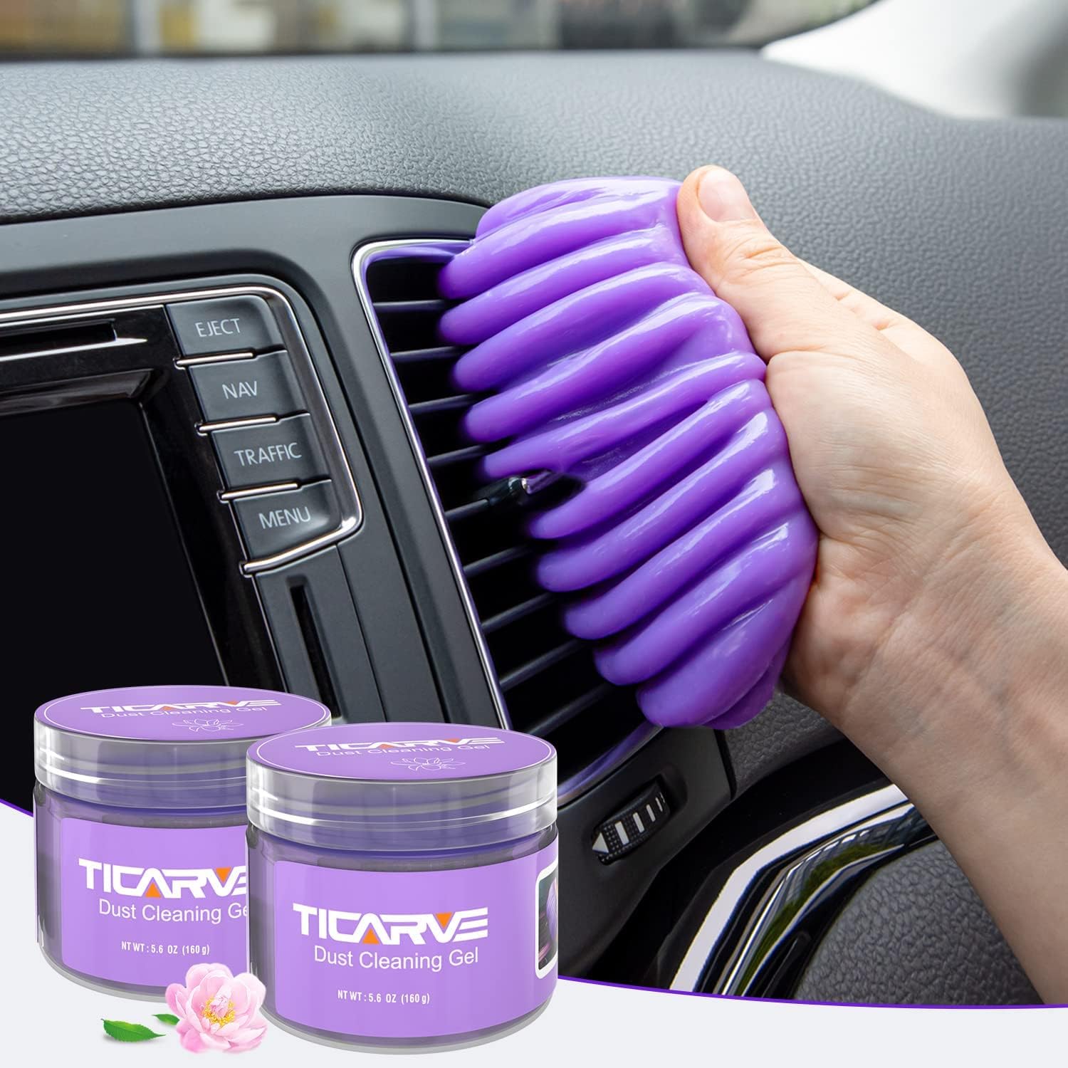TICARVE Cleaning Gel for Car Detailing Putty Car Vent Cleaner Cleaning Putty Gel Auto Detailing Tools Dust Cleaning Mud for Cars and Keyboard Cleaner Gel Cleaning Slime Orange Purple 3Pack : Automotive