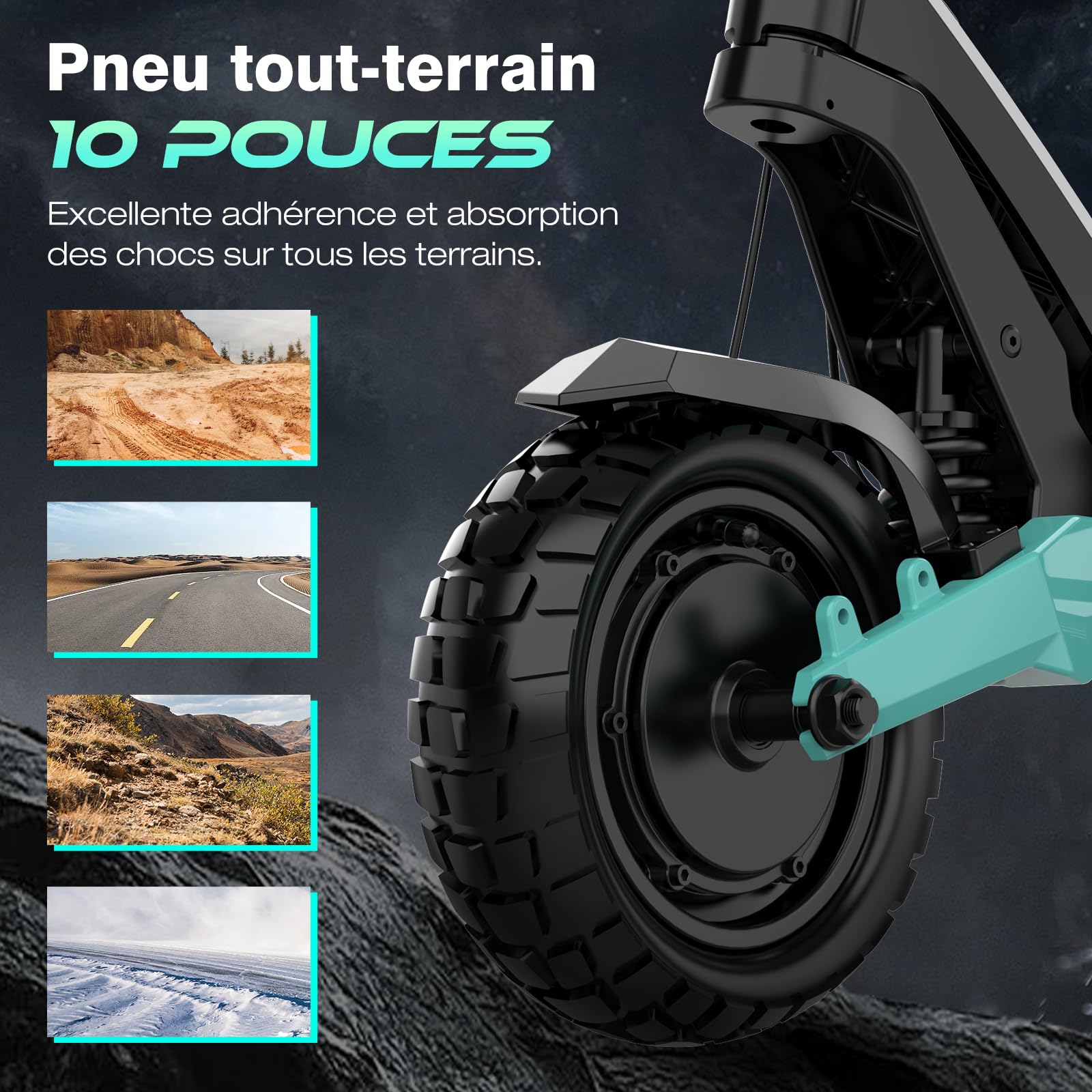 HITWAY H11 Trottinette Électrique Adulte 2 * 1600W - Autonomie 110KM, Batterie 52V 23.4Ah - Scooter Tout-Terrain 10 Pouces Tubeless - Double Suspension, Max 120kg - Pliable - APP et NFC