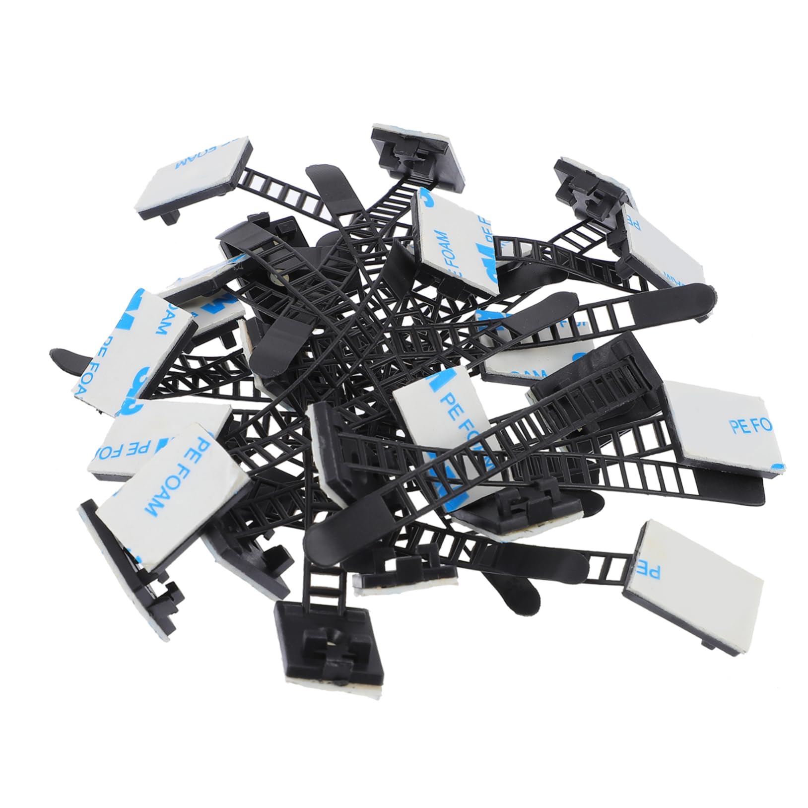 FELTECHELECTRFELTECHELECTR 50pcs Cable Tie Hub Wire Cord Clips Adhesive Cable Holder Cable Zip Ties Power Hub Cable Organizer Adhesive Cable Clips Cables Organizer Electrical Cable Ties Black Plastic
