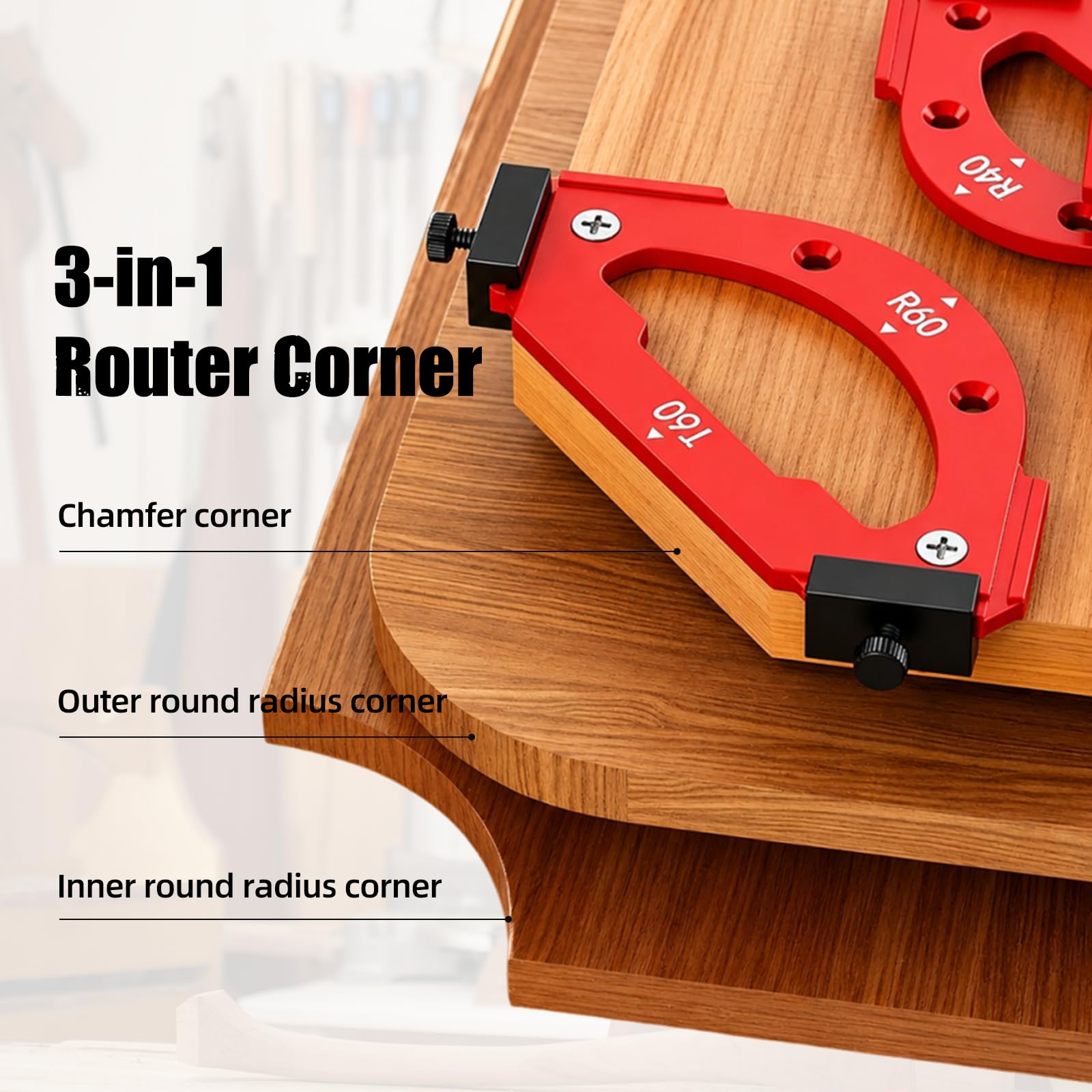 7 sztuk szablonów do frezarki górnowrzecionowej, akcesoria do frezarki górnowrzecionowej, promień jig router szablony narożne, do obróbki drewna R10 R15 R20 R25 R30 R35 R40 R50 R60, do
