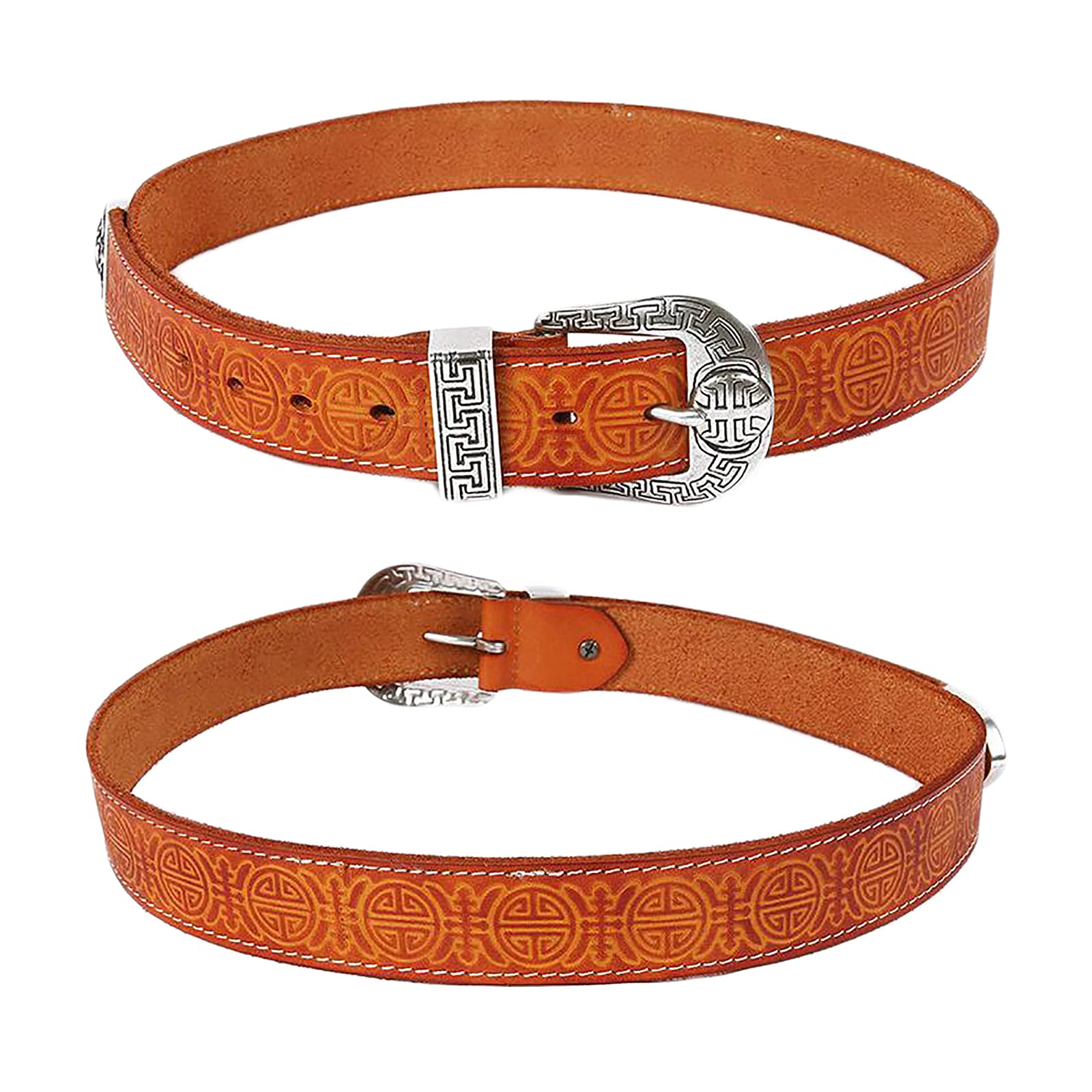 Leder Gürtel Für Damen Und Herren Handgemachtes Mode Geprägtes Muster Relief Ledergürtel Jeansgürtel Exquisit Dornschließe Aus Zinklegierung,Braun,110cm/waist:36"~38"