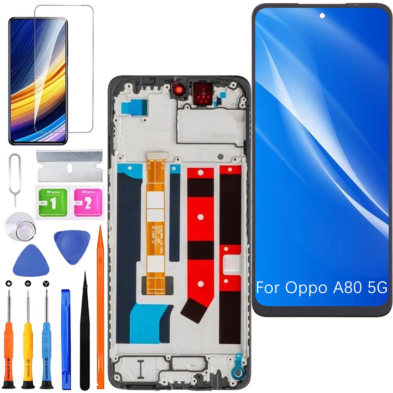 Schermo LCD per Oppo A80 5G CPH2639 Kit di Ricambio Display Schermo Assembly di Riparazione (Nero con Telaio)