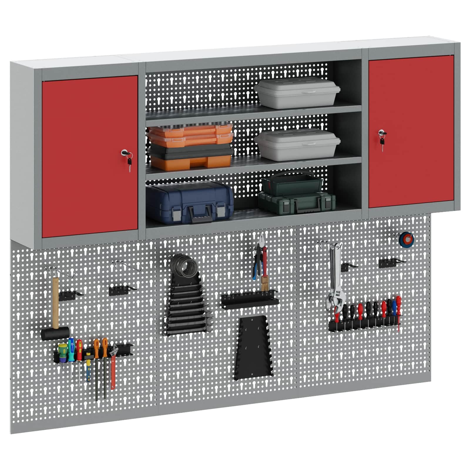vidaXL Set di armadi per attrezzi con lo scaffale 6 pz Rosso