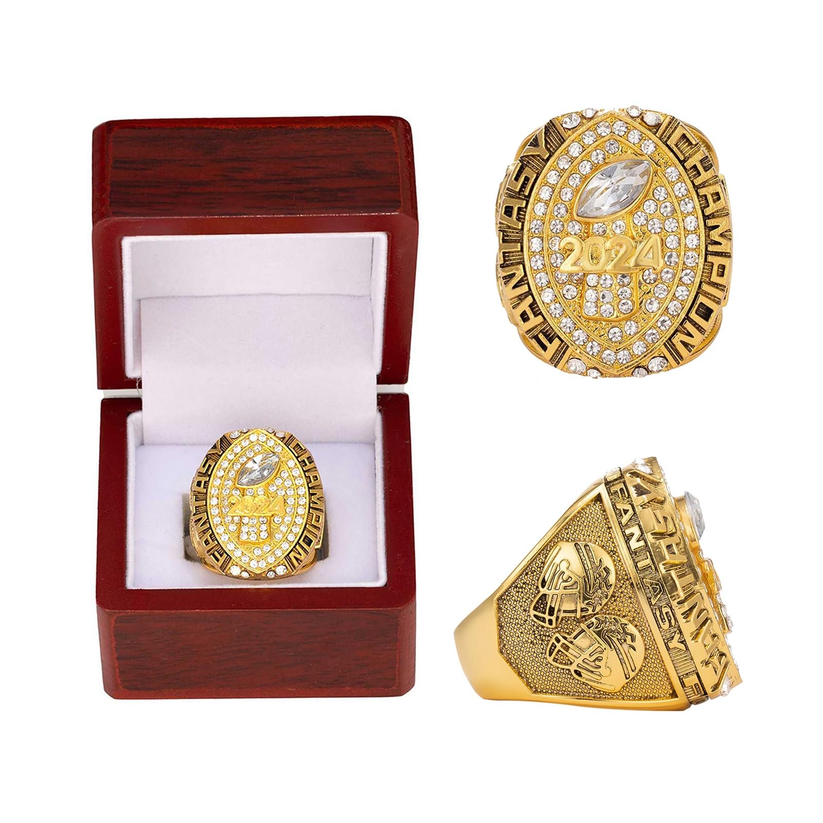 2024 Fantasy Football Meisterschaftsring FFL Champions Souvenir Fan Geschenk Vatertag Sammlerstücke Vitrine