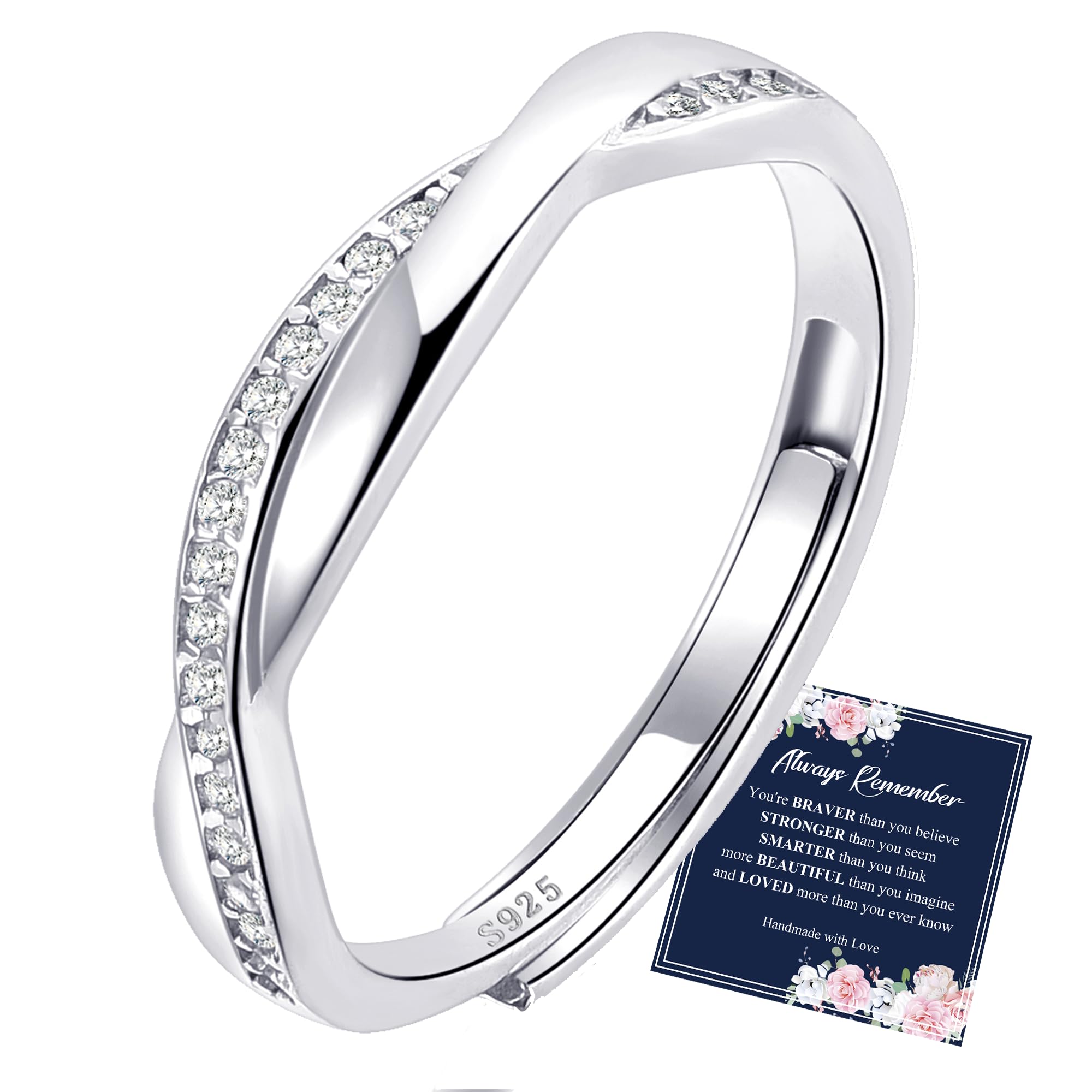 Rankeefsterling Silver Forever Linked Adjustable Ring Cubic