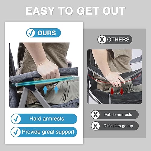 Miniatura 5 de EVER ADVANCED Silla mecedora plegable de gran tamaño con calefacción, silla mecedora portátil acolchada para patio, césped y exteriores, sillón duro