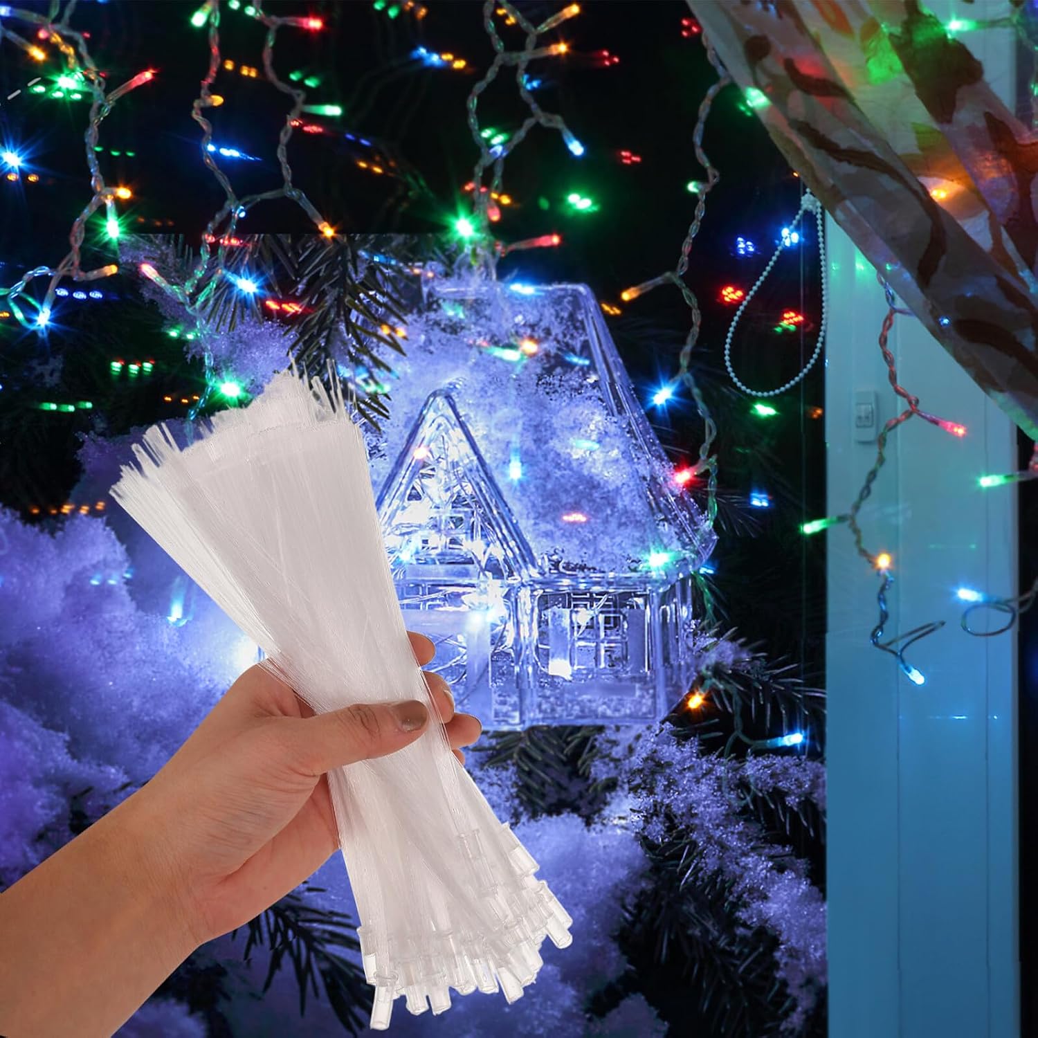 50pcs Fiber Optic Wands LED Light Sticks 20cm Long Party Table Ornament Decorative Fiber Optic Lamps for Wedding Home and Holiday Party Supplies
