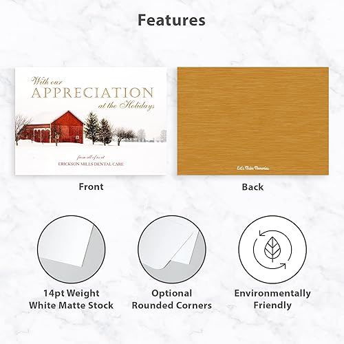 Miniatura 4 de Let's Make Memories Tarjeta de vacaciones de negocios personalizada Country Escape de 5 x 7 pulgadas, calidad premium (tarjetas de Navidad de