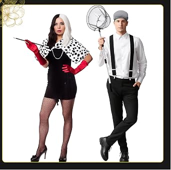 7 Pcs Halloween Dalmatian Costume Set for Adults