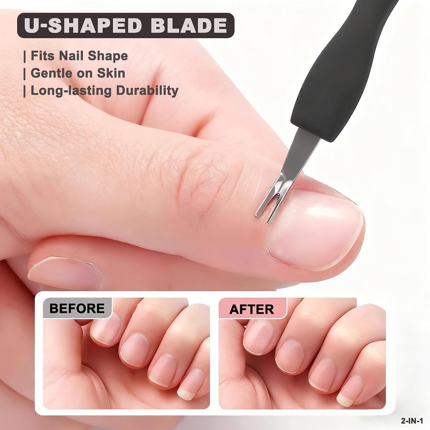 6Pcs 2-in-1 Cuticle Fork with Pusher, Dual-end Cuticle Remover Nail Pusher Cuticle Trimmer, Gentle Plastic Nail Cuticle Care Tool, At-Home Mani Essential, Black