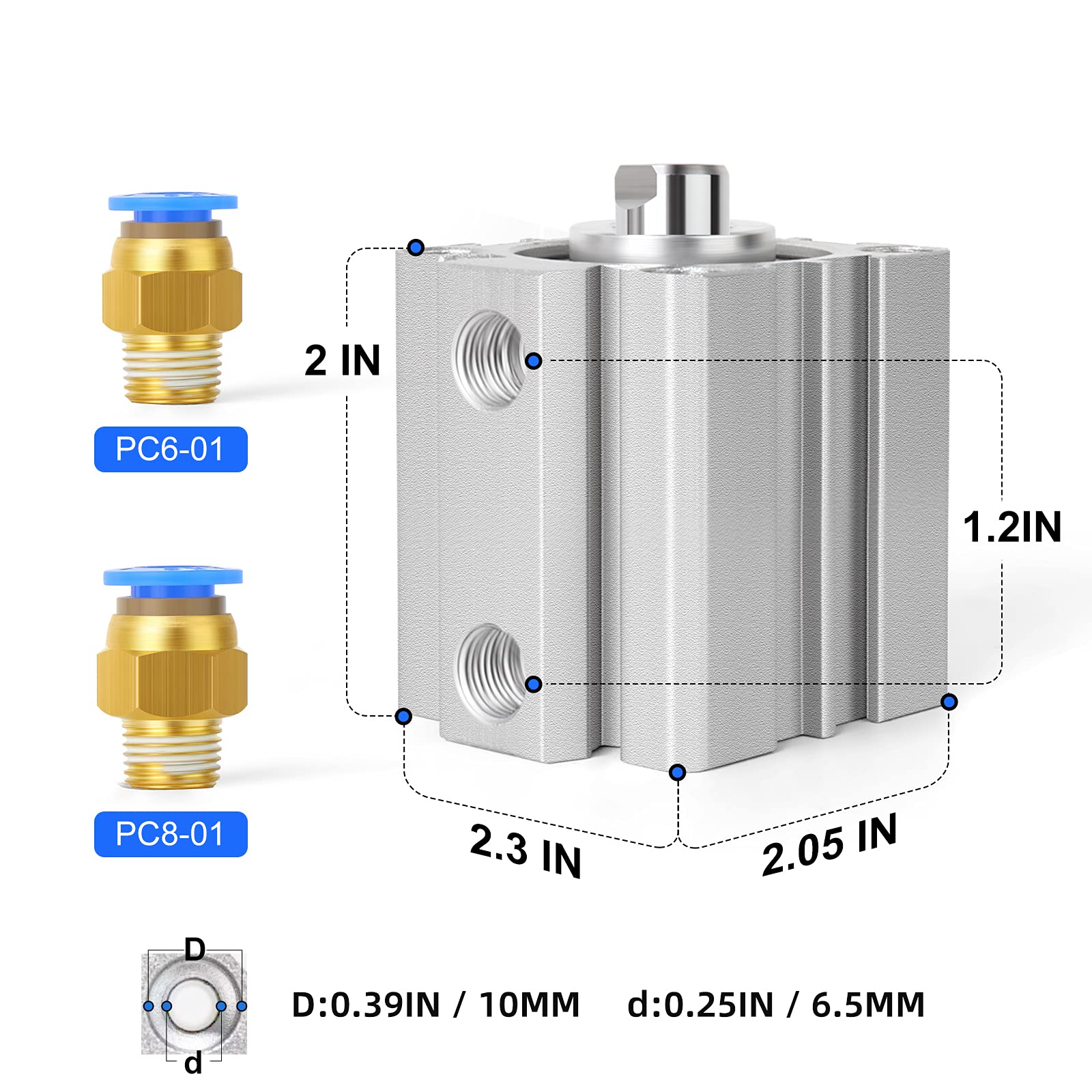 Cilindro Pneumatico Doppio Effetto 20mm Con Valvola - Kit Completo Per Automazione Industriale - Foto 12