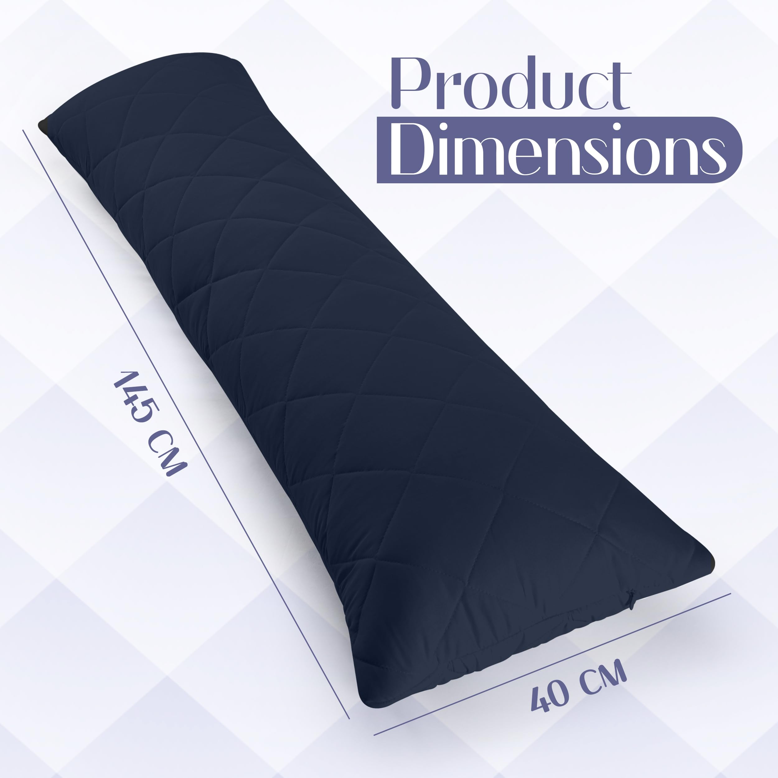 Utopia Bedding Cuscino Trapuntato per il Corpo, 40x145 cm Cuscini per la Gravidanza e la Maternità, Sonno Laterale Cuscino, Imbottitura in Poliestere Morbido (Blu Navy)